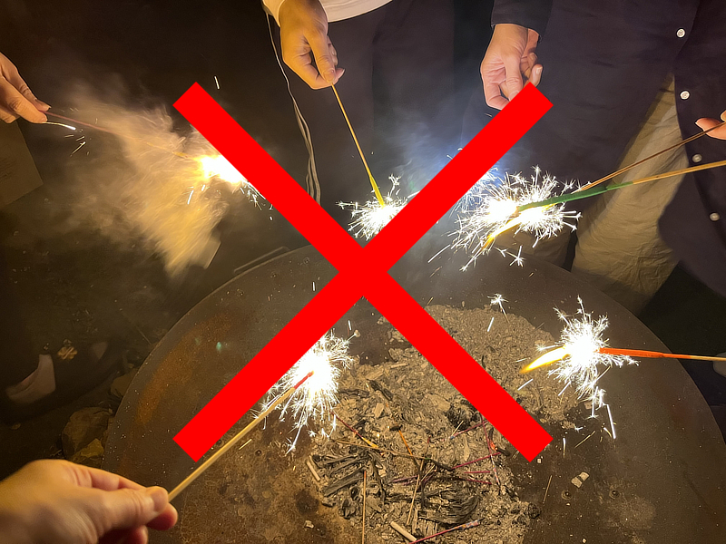 手持ち花火のイメージに❌マーク
