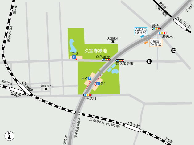 久宝寺緑地へのアクセスマップ