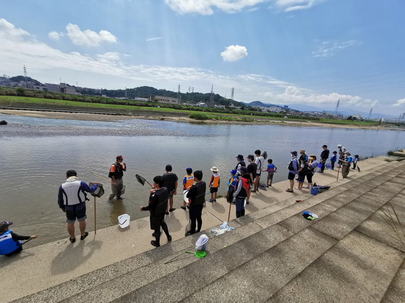 石川中流での魚とり観察会