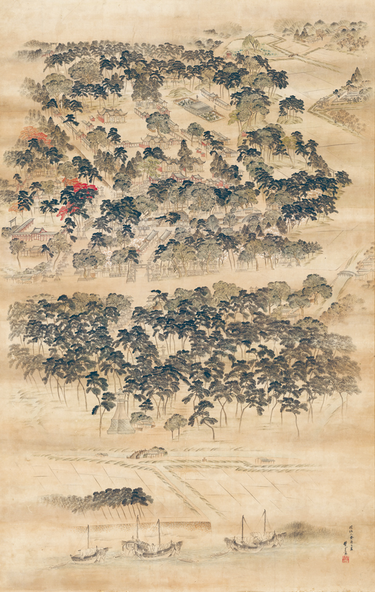 『住吉社写景図(公園之地全図)』(一財)住吉村常盤会所蔵