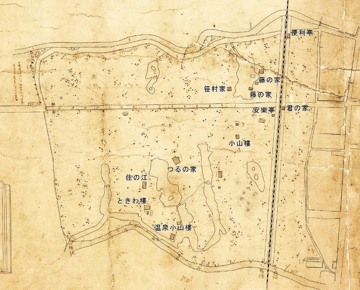 図①　明治28年2月測量　住吉公園実測地図（建物）